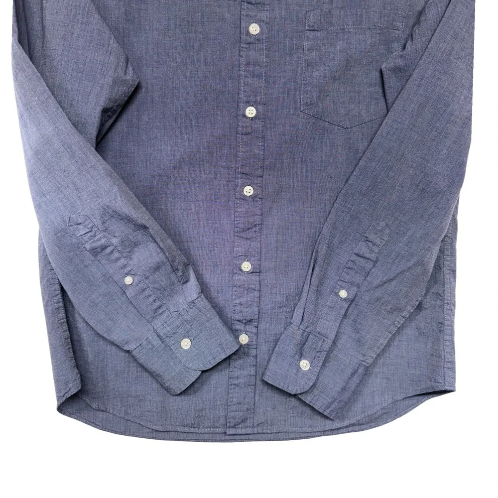 J.Crew Flex Washed Slim Untucked Shirt Mens Small Blue Button Down Long Sleeve